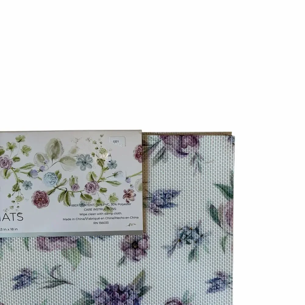 Cedarlane Purple Floral Placemats 13x18 Set of 6 Easy Care NEW